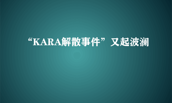 “KARA解散事件”又起波澜