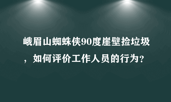 峨眉山蜘蛛侠90度崖壁捡垃圾，如何评价工作人员的行为？