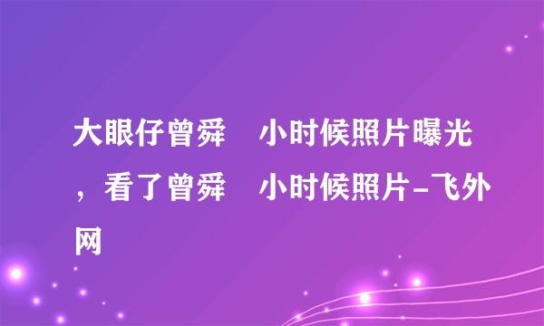 大眼仔曾舜晞小时候照片曝光，看了曾舜晞小时候照片-飞外网