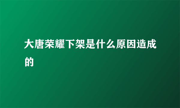 大唐荣耀下架是什么原因造成的