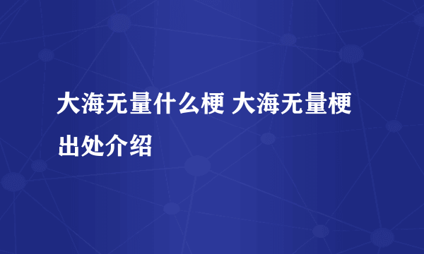 大海无量什么梗 大海无量梗出处介绍