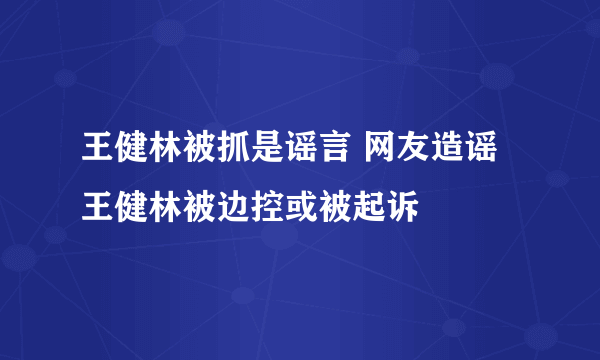 王健林被抓是谣言 网友造谣王健林被边控或被起诉