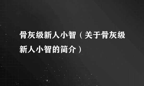 骨灰级新人小智（关于骨灰级新人小智的简介）