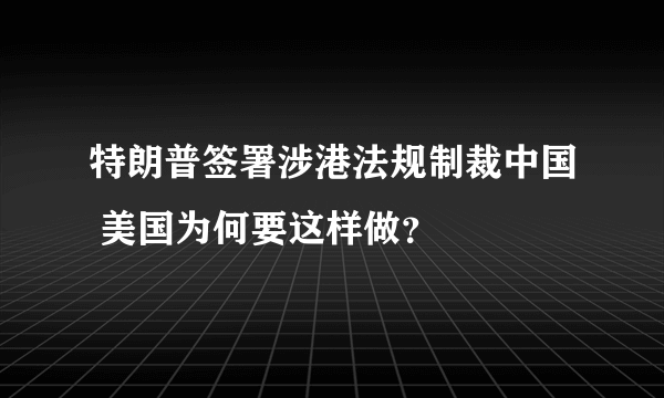 特朗普签署涉港法规制裁中国 美国为何要这样做？