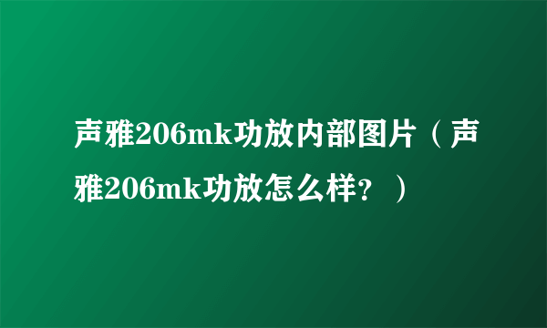 声雅206mk功放内部图片（声雅206mk功放怎么样？）