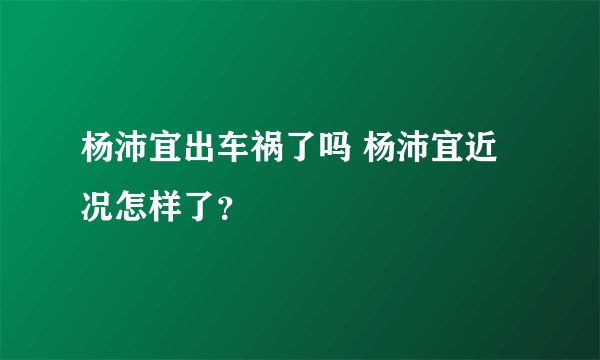 杨沛宜出车祸了吗 杨沛宜近况怎样了？