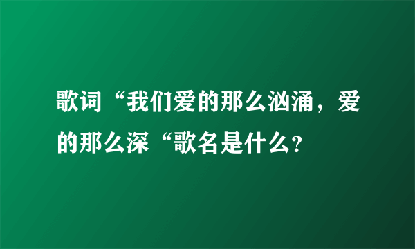 歌词“我们爱的那么汹涌，爱的那么深“歌名是什么？