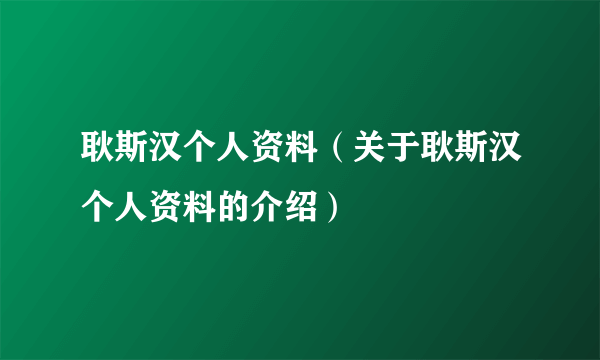 耿斯汉个人资料（关于耿斯汉个人资料的介绍）