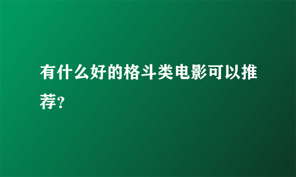 有什么好的格斗类电影可以推荐？