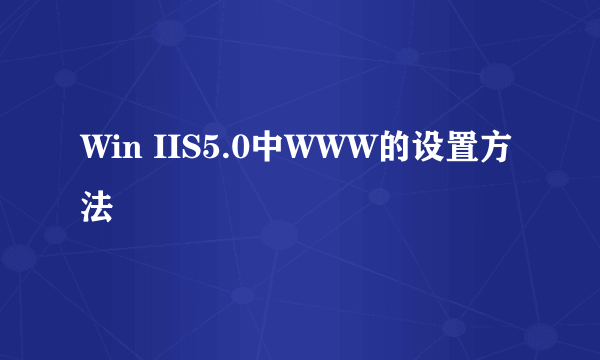 Win IIS5.0中WWW的设置方法