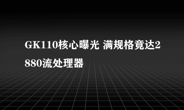 GK110核心曝光 满规格竟达2880流处理器