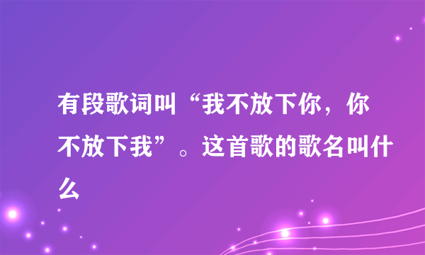 有段歌词叫“我不放下你，你不放下我”。这首歌的歌名叫什么