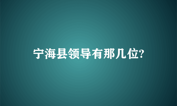 宁海县领导有那几位?