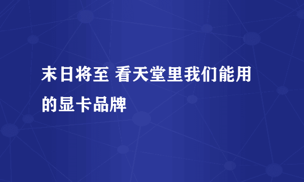 末日将至 看天堂里我们能用的显卡品牌