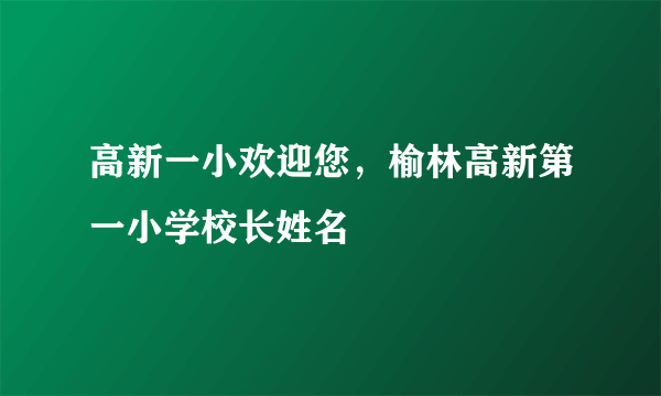 高新一小欢迎您，榆林高新第一小学校长姓名