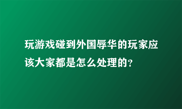 玩游戏碰到外国辱华的玩家应该大家都是怎么处理的？