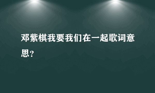 邓紫棋我要我们在一起歌词意思？