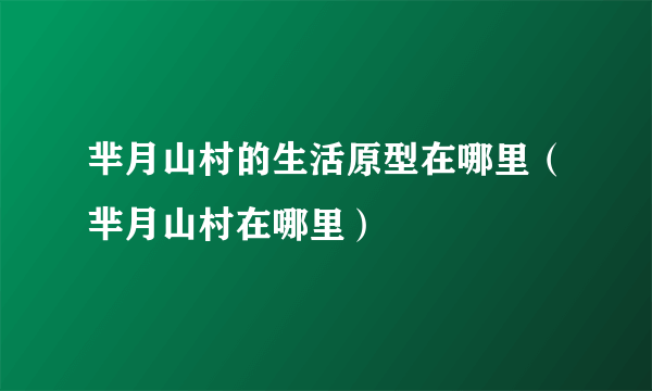 芈月山村的生活原型在哪里（芈月山村在哪里）