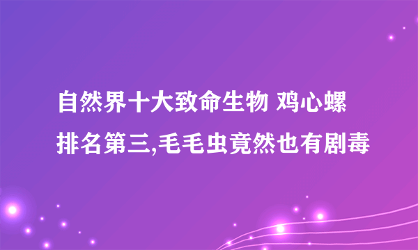 自然界十大致命生物 鸡心螺排名第三,毛毛虫竟然也有剧毒