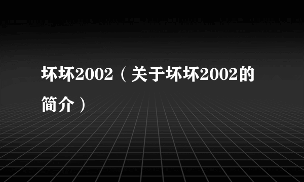 坏坏2002（关于坏坏2002的简介）