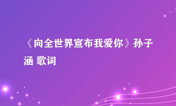 《向全世界宣布我爱你》孙子涵 歌词