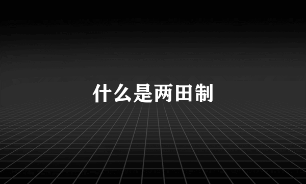 什么是两田制