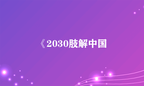 《2030肢解中国