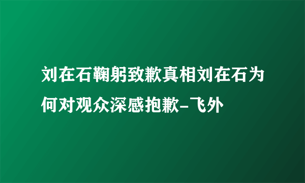 刘在石鞠躬致歉真相刘在石为何对观众深感抱歉-飞外