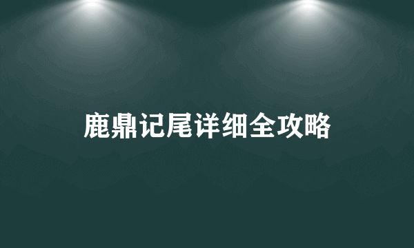 鹿鼎记尾详细全攻略