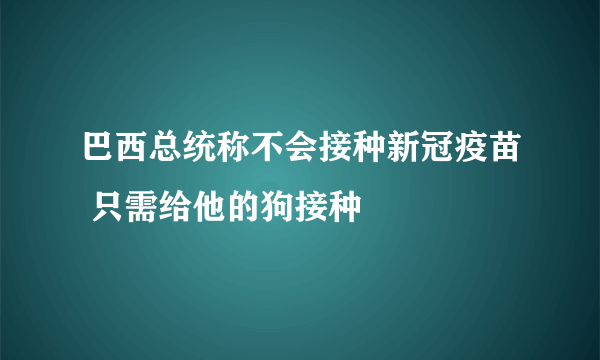 巴西总统称不会接种新冠疫苗 只需给他的狗接种