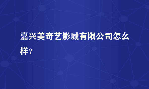 嘉兴美奇艺影城有限公司怎么样？