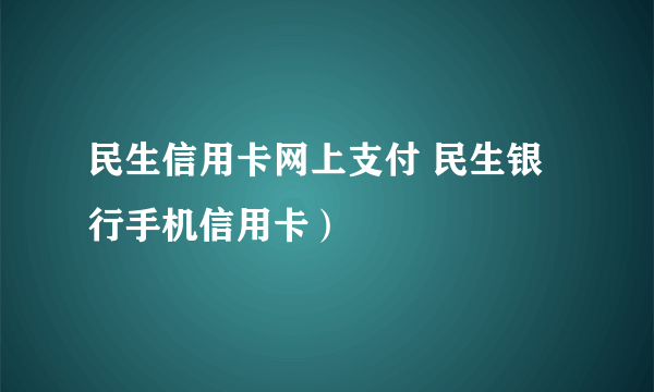 民生信用卡网上支付 民生银行手机信用卡）