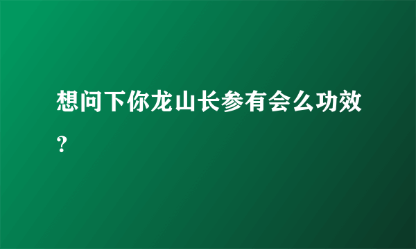 想问下你龙山长参有会么功效？