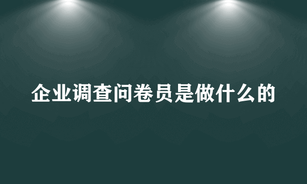 企业调查问卷员是做什么的