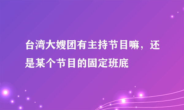 台湾大嫂团有主持节目嘛，还是某个节目的固定班底