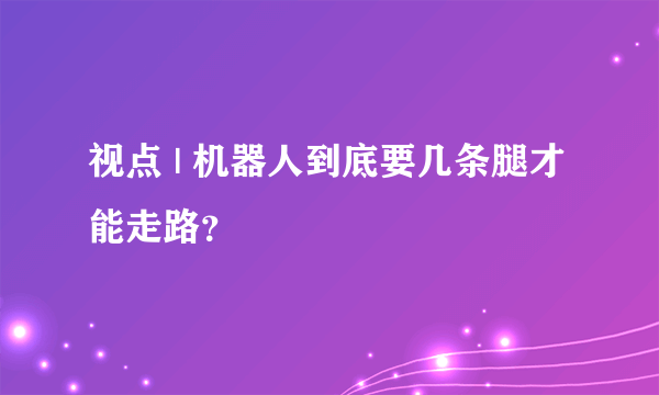 视点 | 机器人到底要几条腿才能走路？