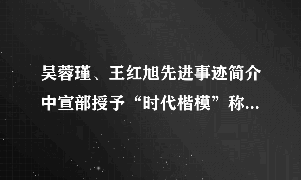 吴蓉瑾、王红旭先进事迹简介中宣部授予“时代楷模”称号-飞外网