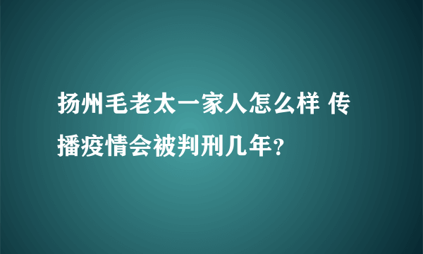 扬州毛老太一家人怎么样 传播疫情会被判刑几年？