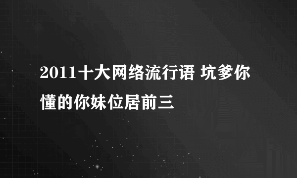 2011十大网络流行语 坑爹你懂的你妹位居前三