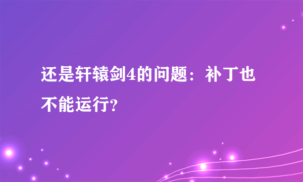 还是轩辕剑4的问题：补丁也不能运行？