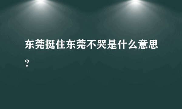 东莞挺住东莞不哭是什么意思？