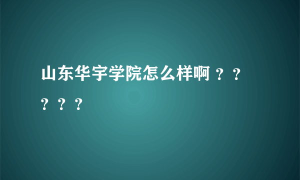 山东华宇学院怎么样啊 ？？？？？